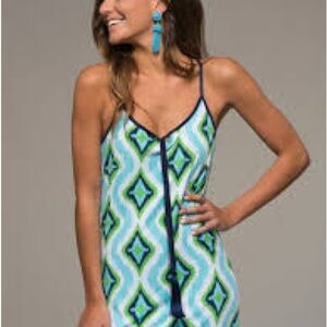 Vibrant Blue and Green Patterned Dress